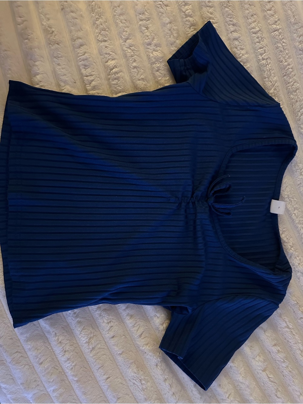 SHEIN Navy Blue Ribbed Short Sleeve Tee